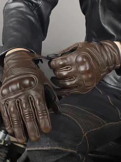 Motorcycle riding genuine leather touch screen men's racing biking climbing hiking gloves