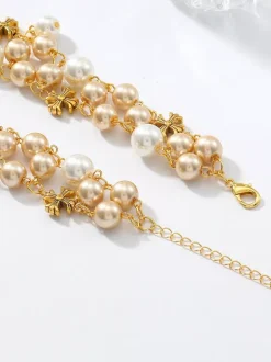 Multi Size Pearl Cluster Choker Y Drop Tassel Adjustable Extension Chain