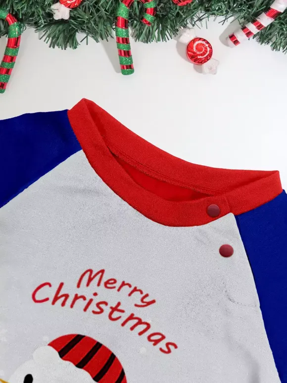 Navy Blue Snowman Merry Christmas Family Pajamas With Red Trim 2026