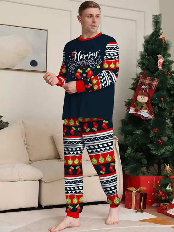 Navy Red Green Fair Isle Family Christmas Pajamas Holiday Pattern 2026