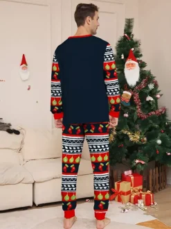 Navy Red Green Fair Isle Family Christmas Pajamas Holiday Pattern 2026