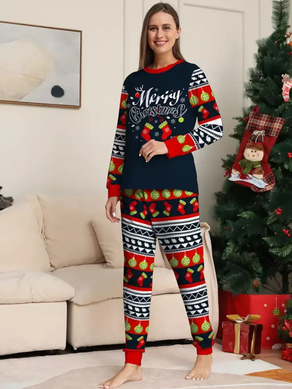 Navy Red Green Fair Isle Family Christmas Pajamas Holiday Pattern 2026