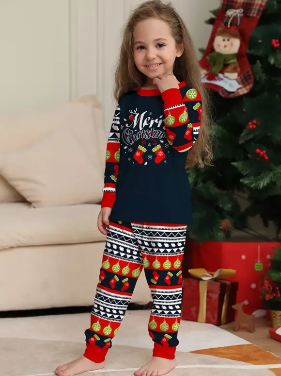 Navy Red Green Fair Isle Family Christmas Pajamas Holiday Pattern 2026