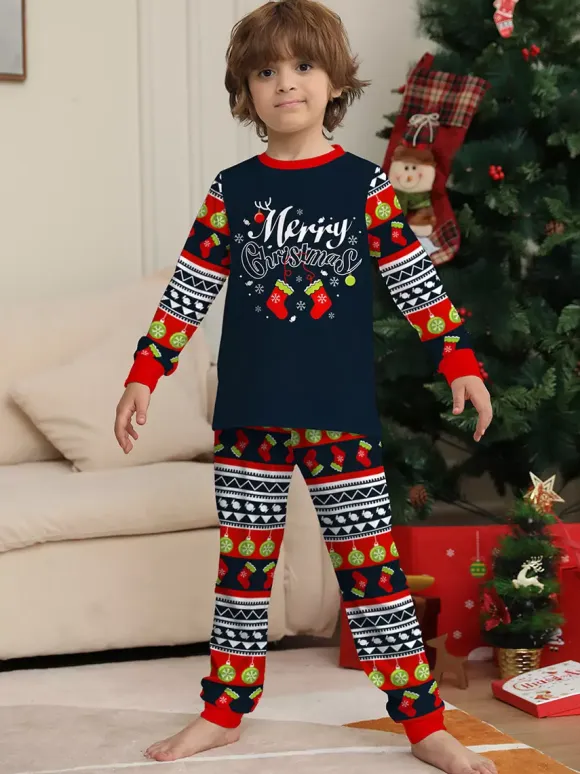 Navy Red Green Fair Isle Family Christmas Pajamas Holiday Pattern 2026