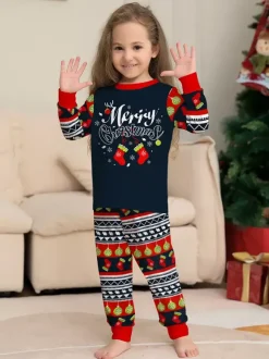 Navy Red Green Fair Isle Family Christmas Pajamas Holiday Pattern 2026