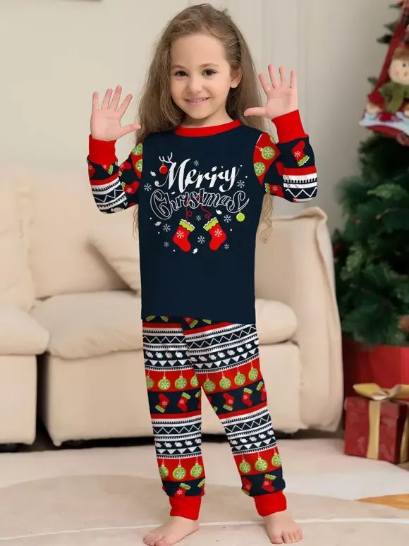 Navy Red Green Fair Isle Family Christmas Pajamas Holiday Pattern 2026