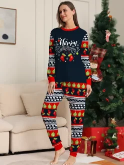 Navy Red Green Fair Isle Family Christmas Pajamas Holiday Pattern 2026