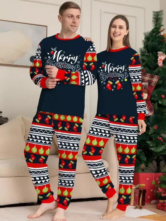Navy Red Green Fair Isle Family Christmas Pajamas Holiday Pattern 2026