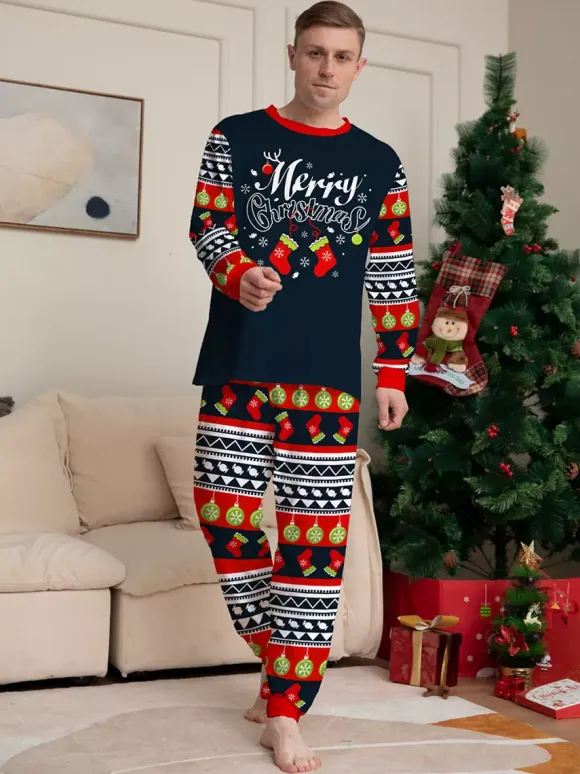 Navy Red Green Fair Isle Family Christmas Pajamas Holiday Pattern 2026