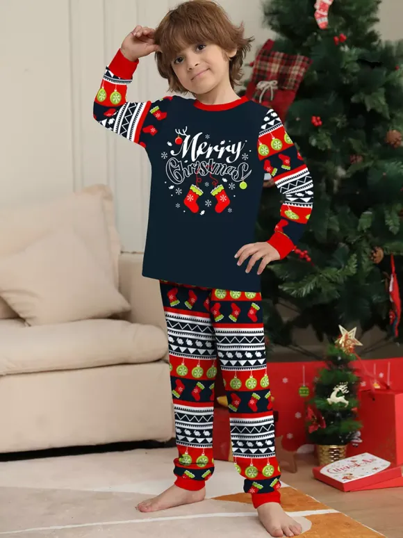 Navy Red Green Fair Isle Family Christmas Pajamas Holiday Pattern 2026