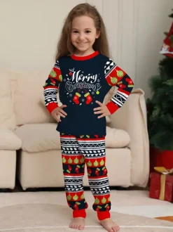 Navy Red Green Fair Isle Family Christmas Pajamas Holiday Pattern 2026