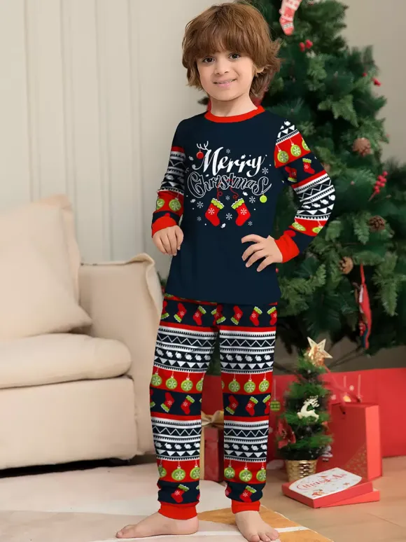 Navy Red Green Fair Isle Family Christmas Pajamas Holiday Pattern 2026
