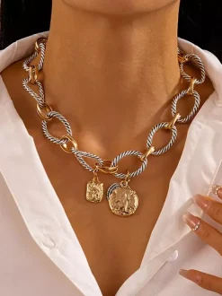 Necklace Metal Vintage Round Link Chain Alloy Daily Casual Adult's Girl's Jewelry