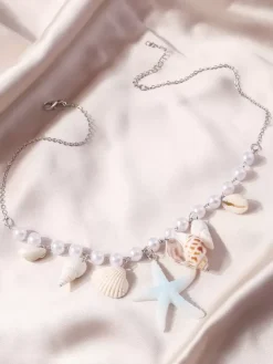 Necklace Starfish Shell Conch Pearl Beach Vacation Necklace