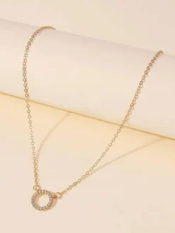 Necklaces Blond Metallic Metal Details Rhinestone Women Jewelry
