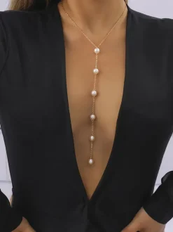 Necklaces Gold Metallic Metal Pearls Women's Jewelry
