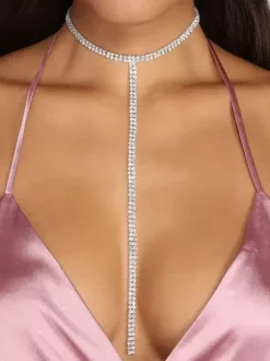 Necklace Sparkle Crystal Metal Base Necklace