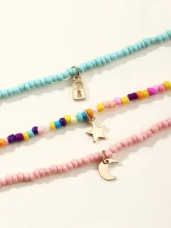 Necklaces Red Stars Print Beaded Chains Non Stone Women Jewelry