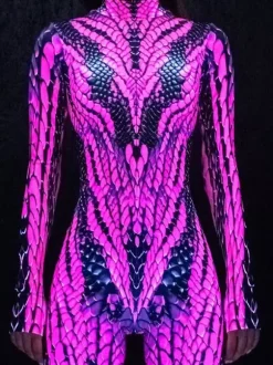 Neon Bodysuit Costumes Costumes 3D Digital Printing Uv Glow Bodysuit Catsuits & Zentai Halloween Cosplay Costume Polyester Halloween