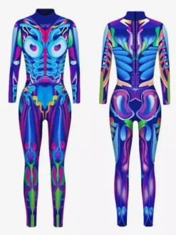 Neon Bodysuit Costumes Costumes 3D Digital Printing Uv Glow Bodysuit Catsuits & Zentai Halloween Cosplay Costume Polyester Halloween