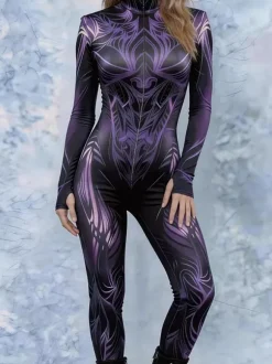Neon Bodysuit Costumes Costumes 3D Digital Printing Uv Glow Bodysuit Catsuits & Zentai Halloween Cosplay Costume Polyester Halloween