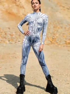 Neon Bodysuit Costumes Costumes 3D Digital Printing Uv Glow Bodysuit Catsuits & Zentai Halloween Cosplay Costume Polyester Halloween