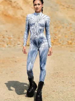 Neon Bodysuit Costumes Costumes 3D Digital Printing Uv Glow Bodysuit Catsuits & Zentai Halloween Cosplay Costume Polyester Halloween