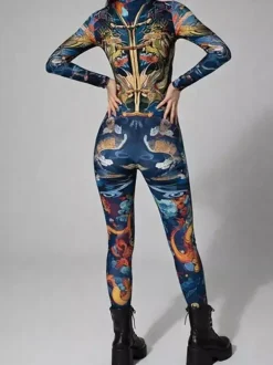 Neon Bodysuit Costumes Costumes 3D Digital Printing Uv Glow Bodysuit Catsuits & Zentai Halloween Cosplay Costume Polyester Halloween