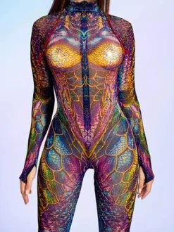 Neon Bodysuit Costumes Costumes 3D Digital Printing Uv Glow Bodysuit Catsuits & Zentai Halloween Cosplay Costume Polyester Halloween