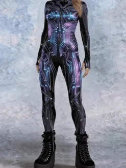 Neon Bodysuit Costumes Costumes 3D Digital Printing Uv Glow Bodysuit Catsuits & Zentai Halloween Cosplay Costume Polyester Halloween