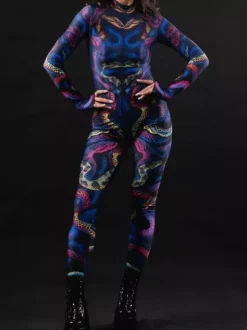 Neon Bodysuit Costumes Costumes 3D Digital Printing Uv Glow Bodysuit Catsuits & Zentai Halloween Cosplay Costume Polyester Halloween