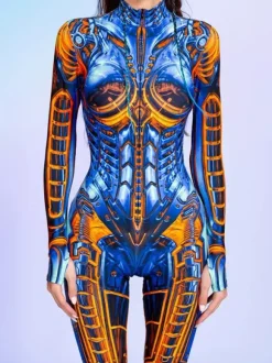 Neon Bodysuit Costumes Costumes 3D Digital Printing Uv Glow Bodysuit Catsuits & Zentai Halloween Cosplay Costume Polyester Halloween