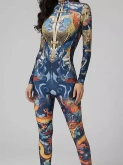 Neon Bodysuit Costumes Costumes 3D Digital Printing Uv Glow Bodysuit Catsuits & Zentai Halloween Cosplay Costume Polyester Halloween