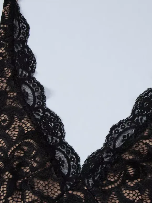 Night Out Dresses Black Lace Halter Deep V Ruffle Mini Dress Bodycon Nightclub Party Outfit