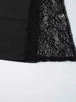 Night Out Dresses Black Side Sheer Lace Panel Mermaid Maxi Dress Nightclub Formal Gown