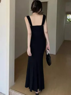 Night Out Dresses Black Sleeveless Straps Neck Summer Dress