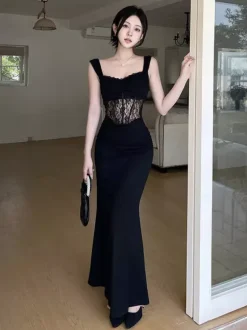 Night Out Dresses Black Sleeveless Straps Neck Summer Dress