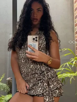 Night Out Dresses Leopard Leopard Print Sleeveless V-Neck Summer Dress