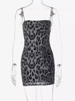 Night Out Dresses Leopard Leopard Print Sleeveless Straps Neck Summer Dress