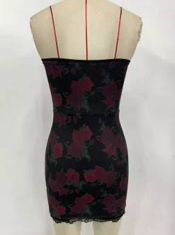 Night Out Dresses Red Leopard Print Sleeveless Strapless Shaping Summer Dress