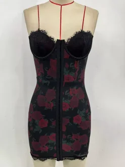 Night Out Dresses Red Leopard Print Sleeveless Strapless Shaping Summer Dress