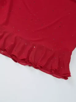 Night Out Dresses Red Sleeveless Straps Neck Asymmetrical Summer Dress