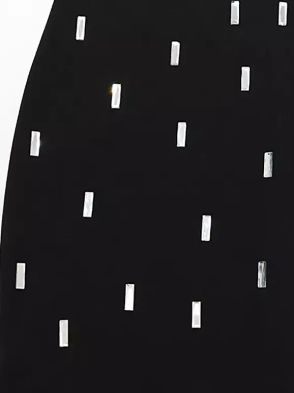 Night Out Dresses Strapless Rhinestone Embellished Bodycon Midi Dress Back Split Evening Gown