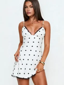 Night Out Dresses Black Polka Dot Sleeveless Straps Neck Summer Dress