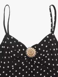 Night Out Dresses Black Polka Dot Cami Ruffle Flowy Mini Sundress