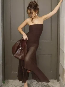 Night Out Dresses Black Polyester Sleeveless Strapless Clothes Summer Dress