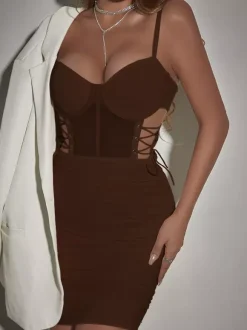 Night Out Dresses Black Sleeveless Straps Neck Shaping Summer Dress