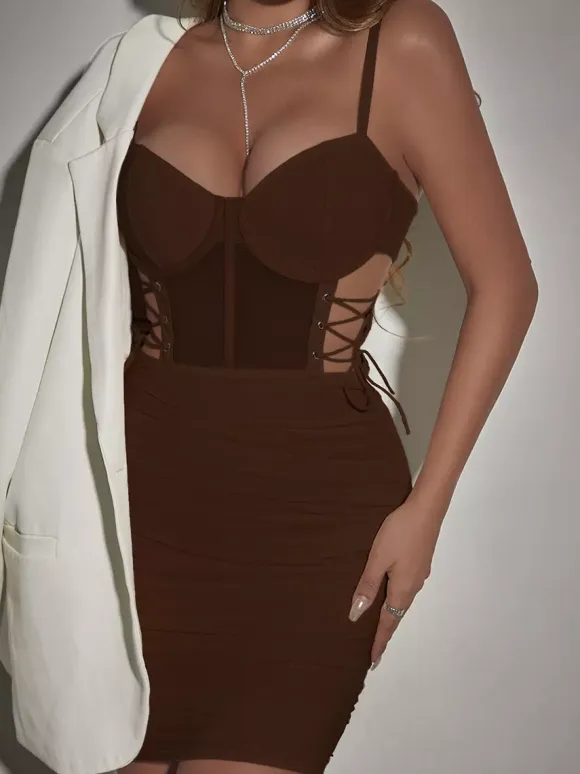 Night Out Dresses Black Sleeveless Straps Neck Shaping Summer Dress