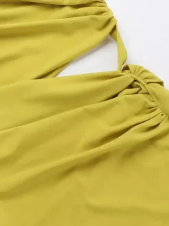 Night Out Dresses Green Polyester Sleeveless One-Shoulder Backless Summer Dress