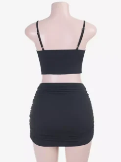 Night Out Dresses Lace Up Camisole Ruched Bodycon Skirt Clubwear